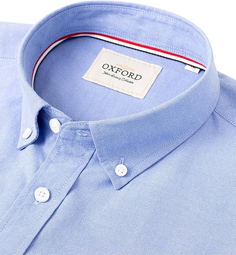 Alimens & Gentle Mens Solid Oxford Shirt Long Sleeve Dress Shirt Work Casual Button Down Shirts with Pocket thumbnail