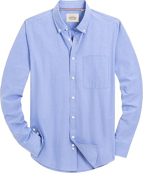 Alimens & Gentle Mens Solid Oxford Shirt Long Sleeve Dress Shirt Work Casual Button Down Shirts with Pocket